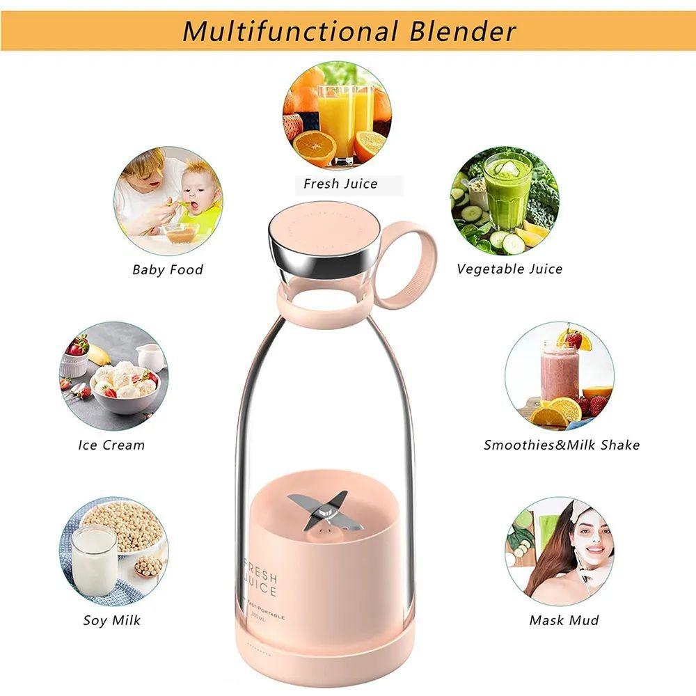 Mini Juicer Bottle for Traveling Blender6 Blades 380ml-Portabl