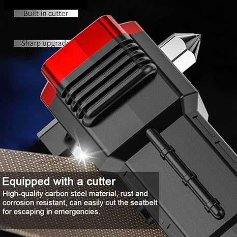 Torch with Rechargeable LED Flashlight, Glass Breaker, Cutter Blade ~