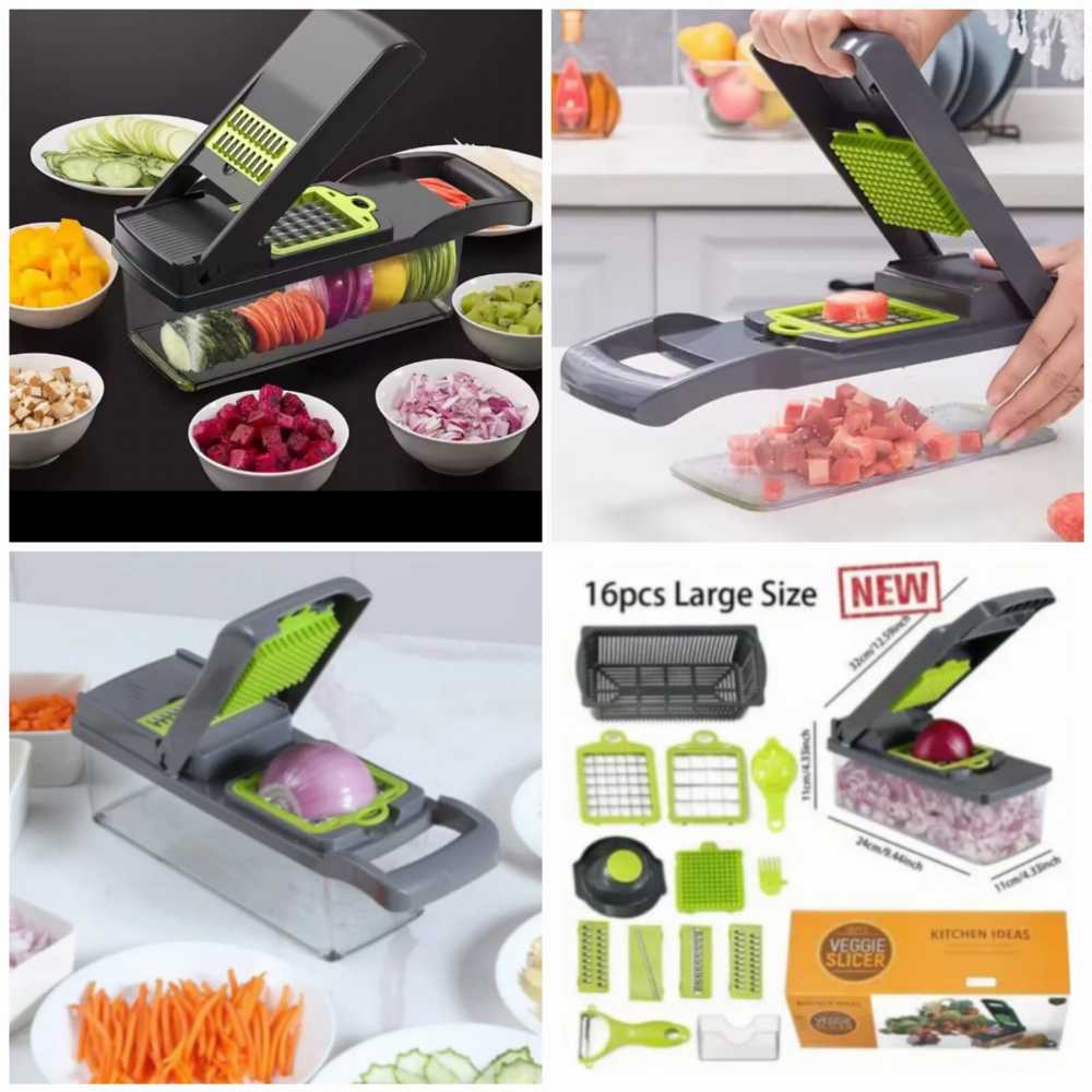 16-in-1 Vegetable Cutter – Multifunctional Chopper & Mandoline Slicer ~